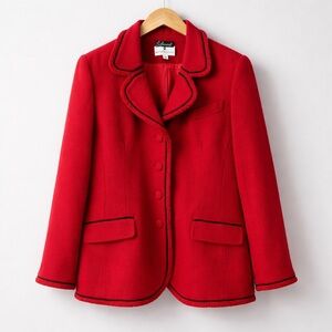 NWT Vintage Saks Fifth Avenue Red Wool Blazer | Size 14 (Fits like Modern 10/12)
